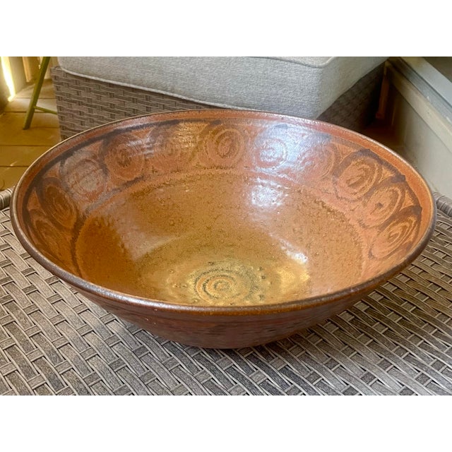 Wishon-Harrell Massive Wishon-Harrell Stoneware Pottery Bowl California 1970s For Sale - Image 4 of 11