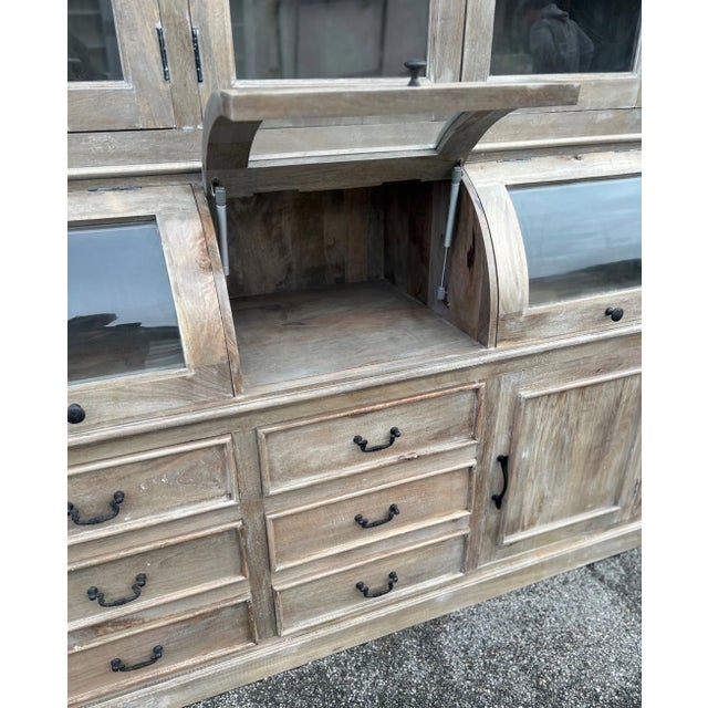 Driftwood Coastal Kitchen Pantry Hutch For Sale - Image 10 of 10