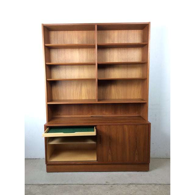 Danish Modern Two Piece Shelving Unit With Adjustable Shelves and Sliding Door Cabinets For Sale - Image 14 of 17