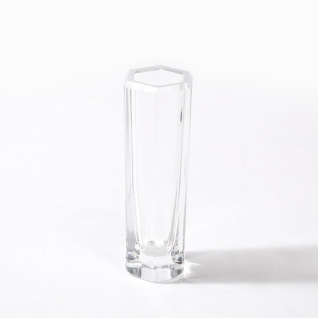 Mid-Century Modern Hexagonal Crystal Vase Signed Bengt Edenfalk for Royal Krona For Sale In New York - Image 6 of 17