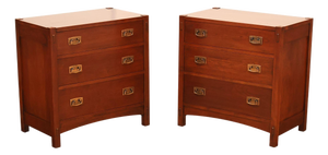 Stickley Mission Collection Pair Of Cherry Three Drawer Nightstands