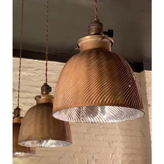 Early 20th Century Industrial Gold X-Ray Mercury Glass Dome Pendants Lights - A Pair For Sale - Image 4 of 7