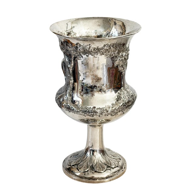 Antique English Sterling Silver Goblet W/Repoussé Pastoral/ Rural Animal Scenes 7" H For Sale - Image 9 of 9