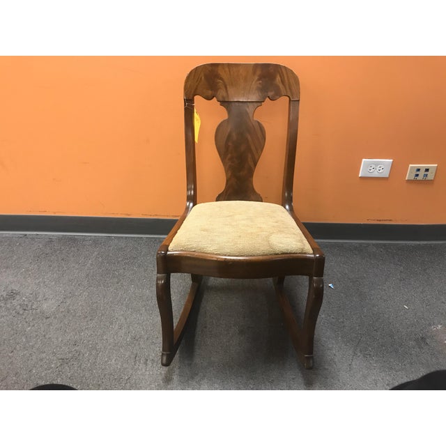 Small Victorian Wood With Beige Taupe Padding Armless Rocking Chair Chairish