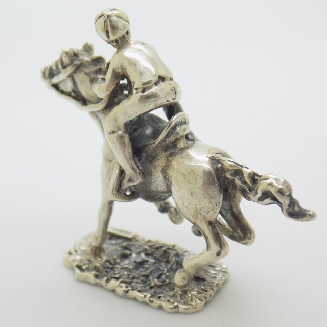 1970s Vintage Italian Sterling Silver 925 Racing Horse Figurine from Arezzo, 1970s For Sale - Image 5 of 11