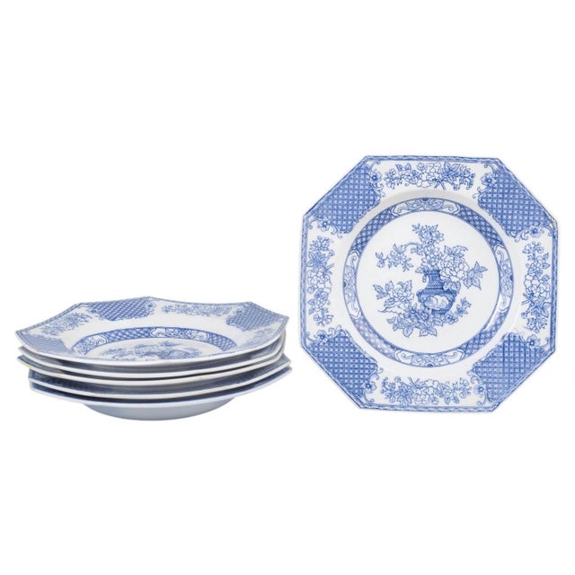 Early 20th Century Octagonal Faience Hoangho Series Plates from Rörstrand, Set of 6 For Sale - Image 5 of 5