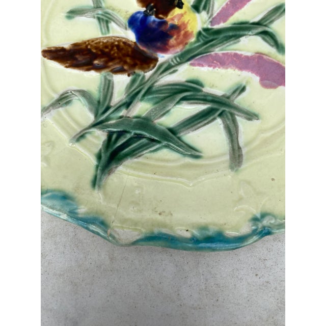 French Country Majolica Saint Amand Bird Plate, Circa 1890 For Sale - Image 3 of 5