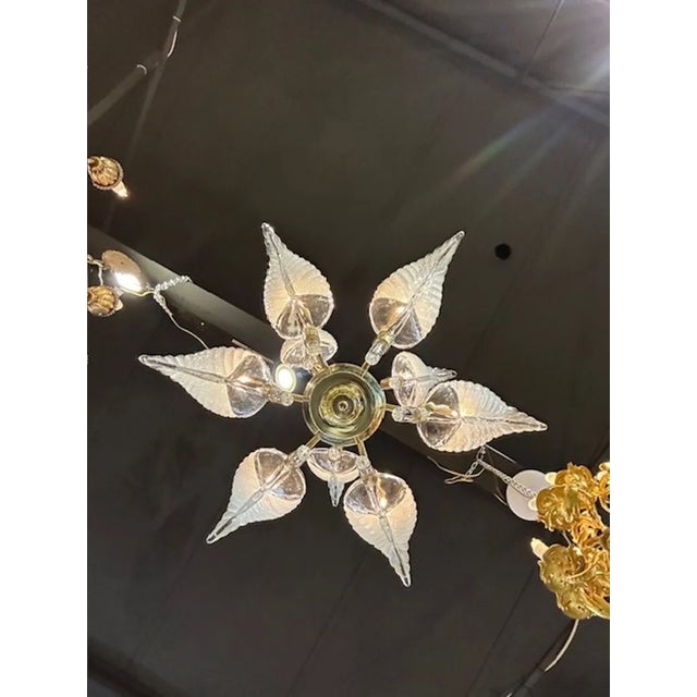 Metal Vintage Murano 2-Tier Leaf Chandelier For Sale - Image 7 of 8