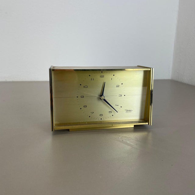 Vintage Hollywood Regency Brass Table Clock from Diehl Electro, Germany, 1960s For Sale - Image 6 of 18