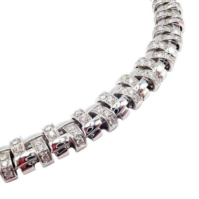 Tiffany & Co. Vannerie 18k White Gold Basket Weave Diamond Necklace For Sale - Image 10 of 12