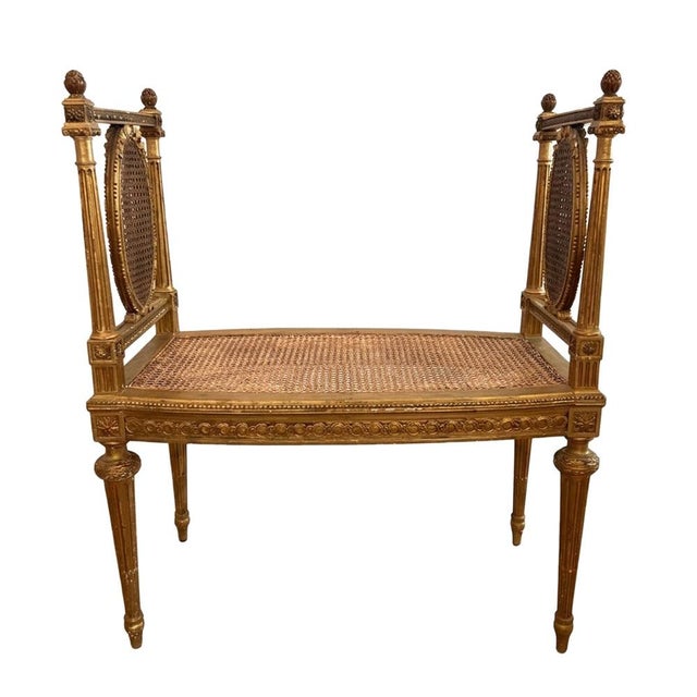 French Giltwood and Cane Seat, 1920s For Sale - Image 3 of 7