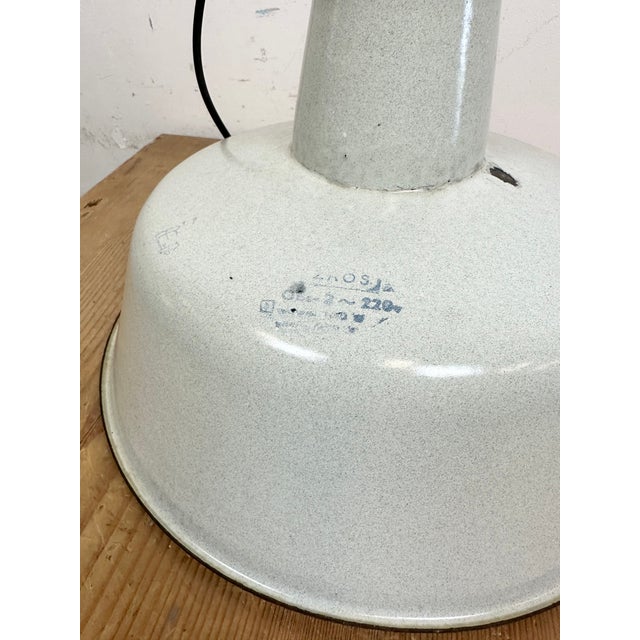 Industrial White Enamel Factory Pendant Lamp from Zaos, 1960s For Sale - Image 12 of 17