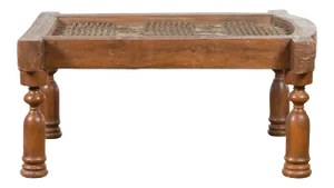 Antique Indian Arched Window Grate Made into a Coffee Table with Baluster Legs