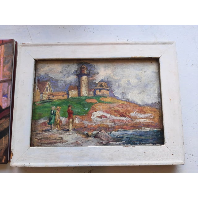 Oil Painting Eastern Point Lighthouse Artist Signed Book Art For Sale - Image 11 of 13