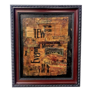 Find the Dapper Black Cat in This Vintage Newsprint Collage For Sale