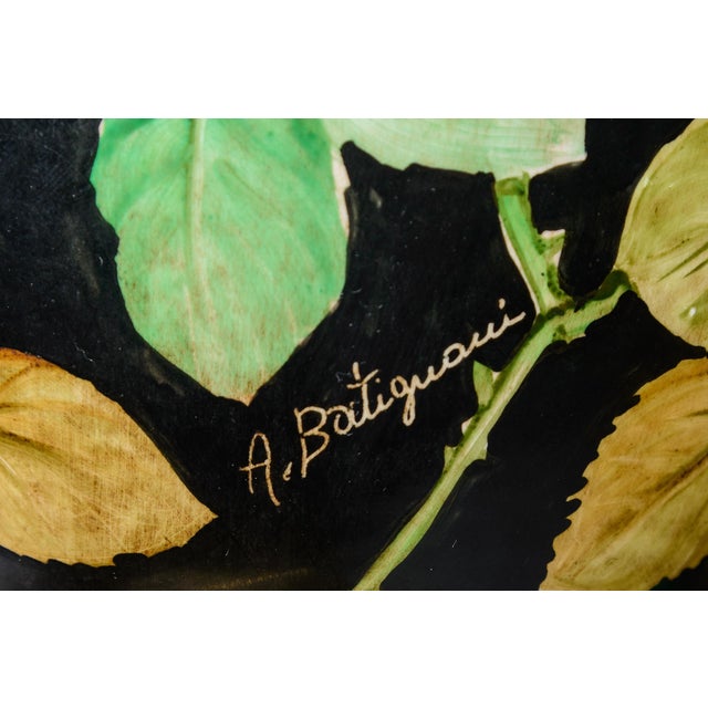 Pair Very Tall Hand Painted Vintage Italian Ceramic Urns, Artist Signed For Sale - Image 12 of 12