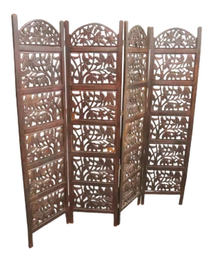 Mid 20th Century Anglo Indian Carved Teak Screen