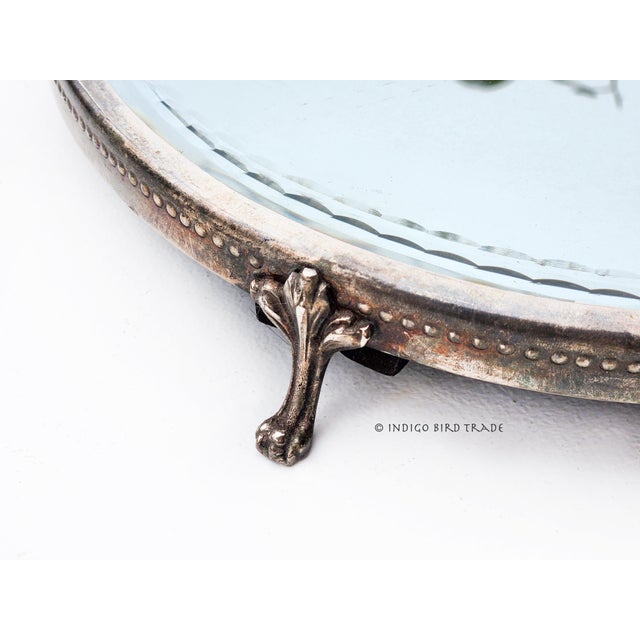 Vintage Ornate Footed Mirrored Plateau Two-Halves Display Tray For Sale - Image 4 of 7