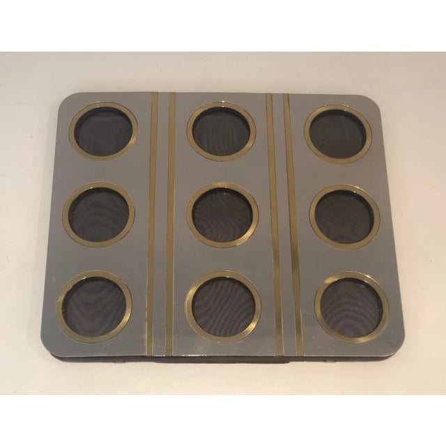 Brushed Steel and Brass Pictures Frame, French, Circa 1970 For Sale - Image 6 of 13