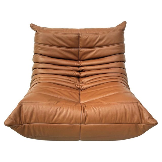 French Togo Lounge Chair in Brown Leather by Michel Ducaroy for Ligne Roset For Sale - Image 5 of 12
