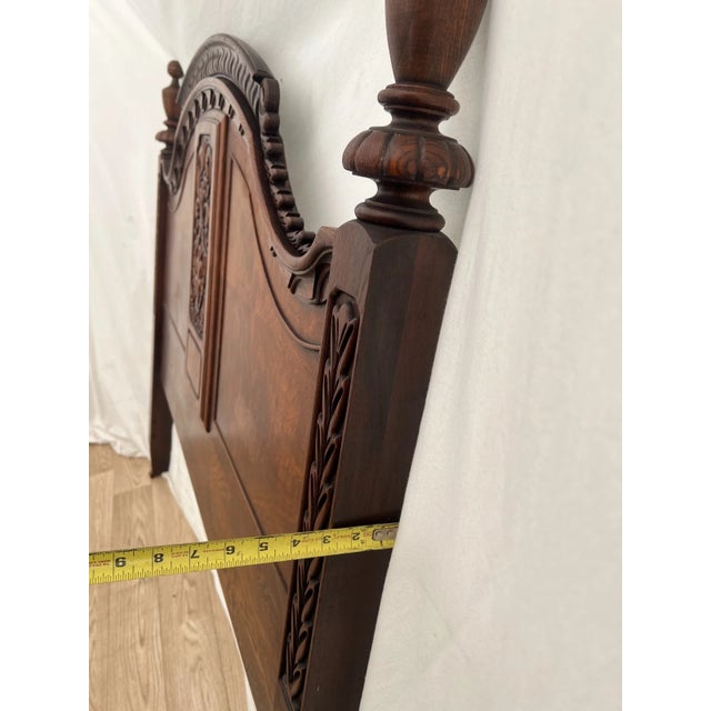 Gorgeous Antique Renaissance Revival Headboard, Footboard Full Size Carved Oak For Sale - Image 9 of 12