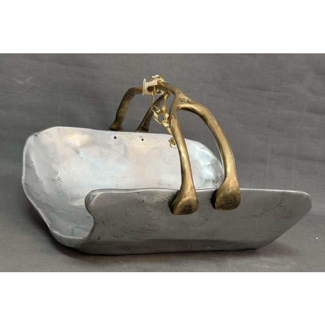 Metal Vintage Brutalist Fireplace Cask in Brass by David Marshall, 1975 For Sale - Image 7 of 9