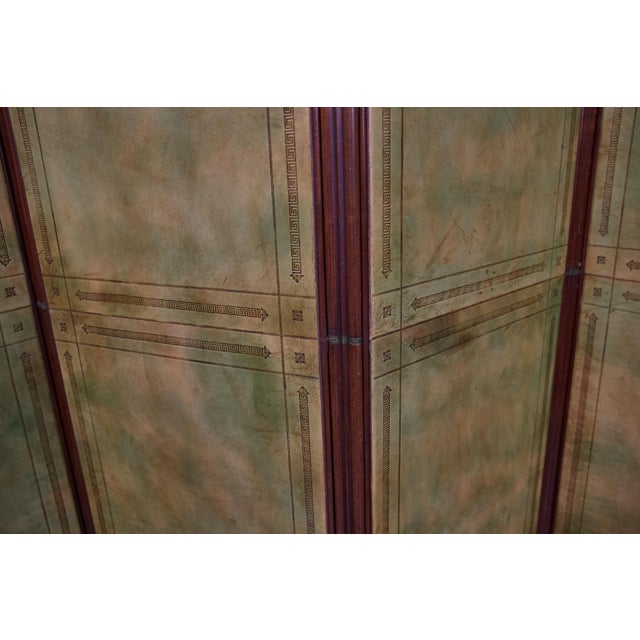 Antique English Leather Four-Panel Room Divider, Early 1900s Decorative Screen For Sale In Atlanta - Image 6 of 12