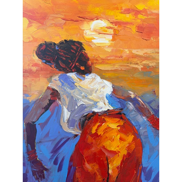 Figurative Dancing as the Sun Dies, Impasto Oil Painting by Godfrey Afebuame (2026) For Sale - Image 3 of 5