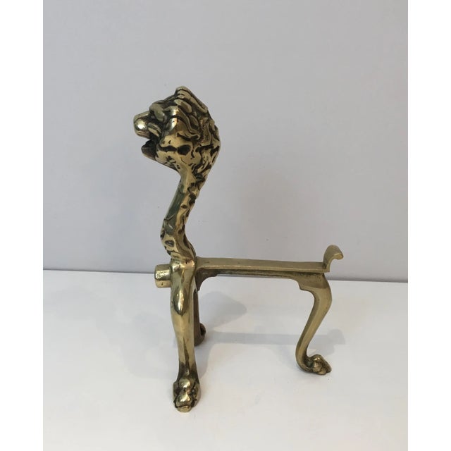 Lions Bronze Andirons, French, circa 1900 - A Pair For Sale - Image 12 of 13
