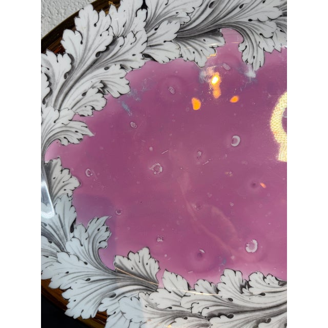 Vintage Fornasetti Style Pink Splash Luster Platter | Chairish