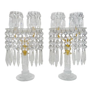 English Regency Cut Glass Candelabra Attributed to John Blades - A Pair For Sale