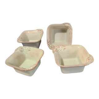 Late 20th Century Hand Painted Portugal Pottery Madeira Harvest Catalina Casa Stone Bowls- Set of 4 For Sale