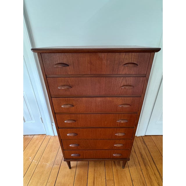 1960s Danish Modern Teak & Pine Chest of Drawers, Seven-Drawer For Sale - Image 4 of 10