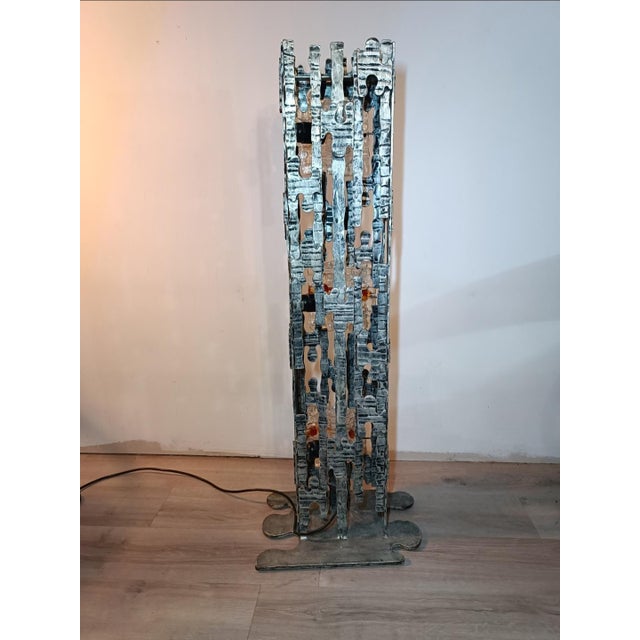 Gray Brutalist Floor Lamp attributed to Albano Poli for Poliarte, 1970s For Sale - Image 8 of 14
