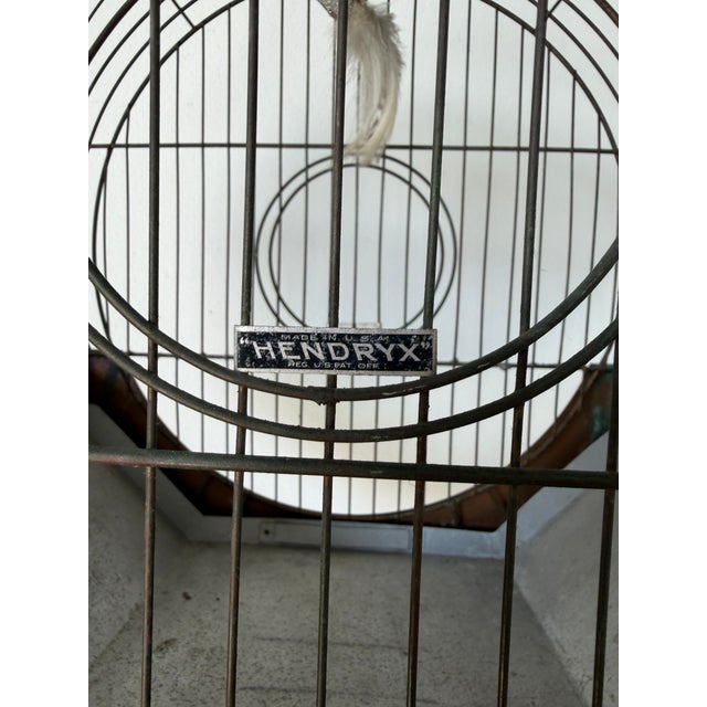 Art Deco Vintage Art Deco Style Hendryx Copper & Metal Hatbox Birdcage on Stand For Sale - Image 3 of 11