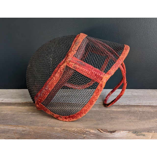 Vintage Black Mesh and Brown Leather Fencing Mask Chairish