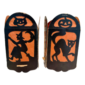 Vintage 1930s Halloween Cardboard and Paper Lanterns, Set of 2