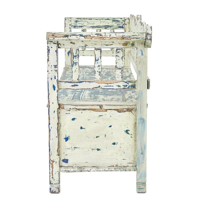 Large Swedish Painted Pine Bench, 1890s For Sale - Image 11 of 12