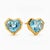 Architectural Heart Topaz Studs. Statement Heart Stud Earrings with Natural Topazes. Contemporary Heart Topaz Studs with...