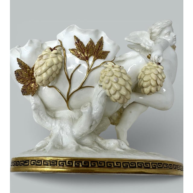 Antique English Moore Brothers Porcelain Cream Gilt Cherub Cacti Centerpiece 19c For Sale - Image 6 of 9