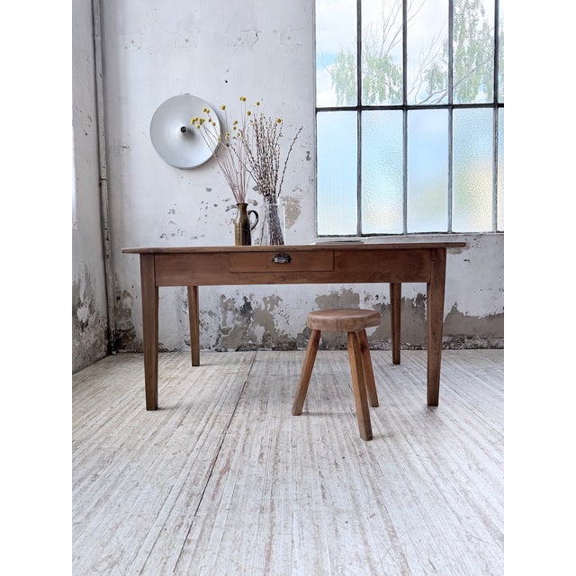 Farmhouse Table with Tapered Cherrywood Legs, 1950s For Sale - Image 4 of 18