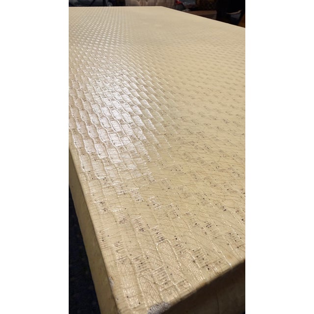 Textile Vintage Baker Raffia Wrapped Ming Style Coffee Table, 55” For Sale - Image 7 of 9