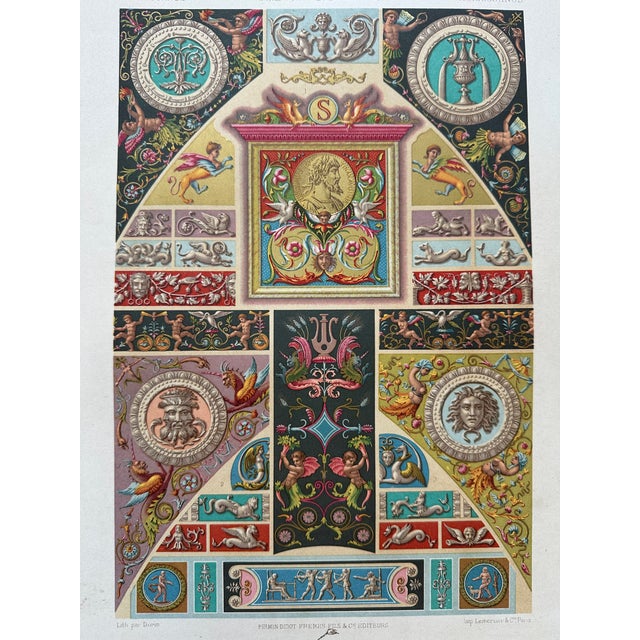 1873 Racinet l'Ornement Polychrome Chromolithographs – Renaissance Ornament Prints, Pair For Sale - Image 6 of 7