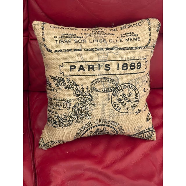 Cute French burlap pillow Paris.