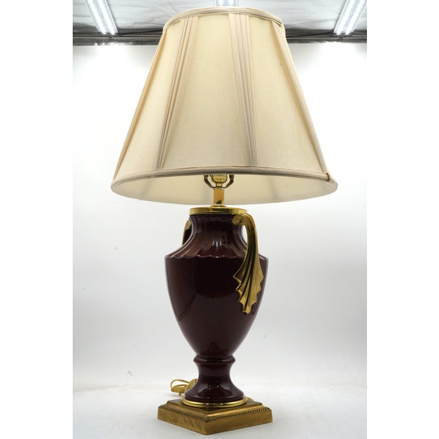 Neoclassical 1990s Pair of Red Porcelain Neoclassical Urn Lamps For Sale - Image 3 of 13