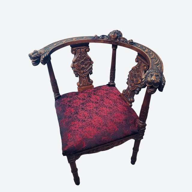 Antique Carved Renaissance Revival Corner Chair For Sale - Image 13 of 13