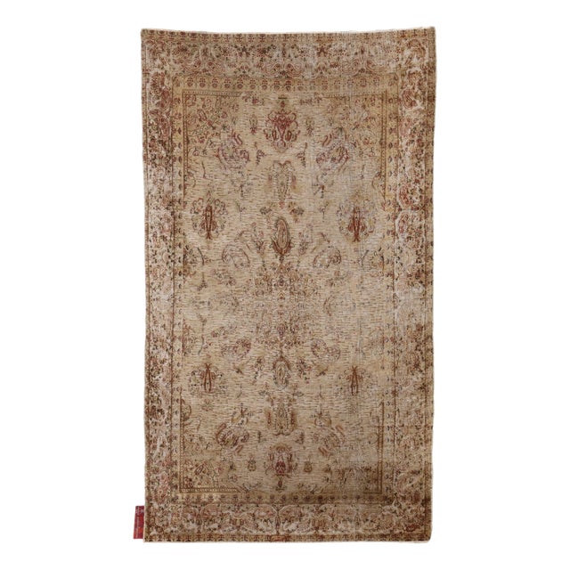 Vintage Cotton Wool Thin Knot Rug, Turkey For Sale
