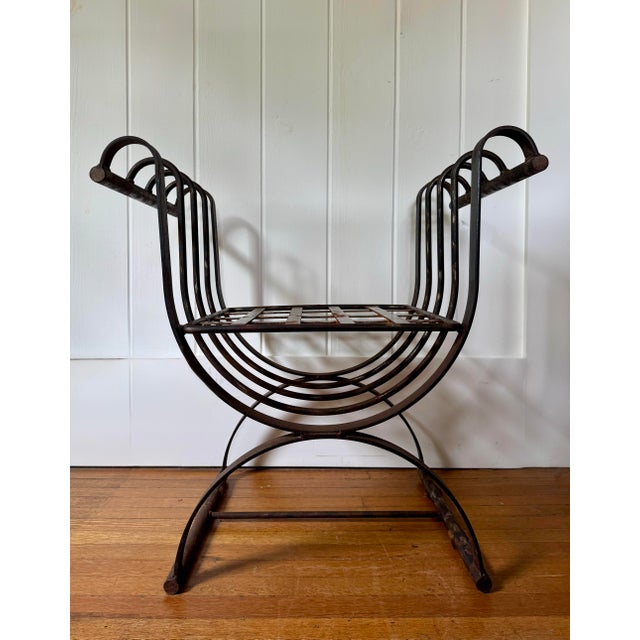 Metal 1950s Scrolled Iron Cerule Bench For Sale - Image 7 of 9