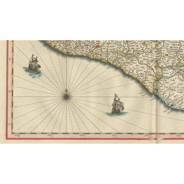 Paper Antique Mexico Map from Blaeu, 1642 For Sale - Image 7 of 11