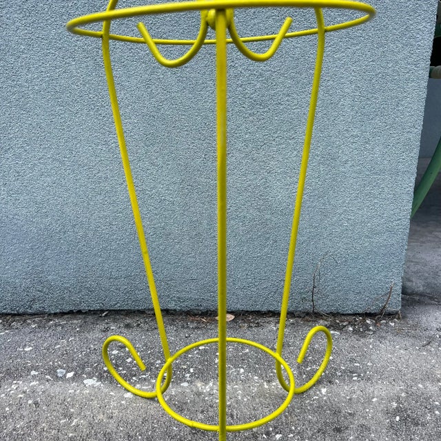 Vintage Citron Yellow Metal Umbrella Stand For Sale - Image 4 of 6